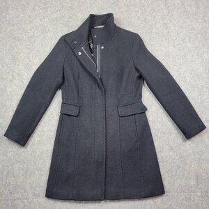 Calvin Klein Herringbone Wool Blend Coat Women’s XS Black Classic